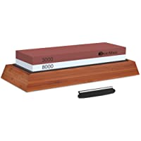 Piedra Afilar Cuchillos- Bearmoo Afilador de Agua 3000-8000 Grano Piedra Afilar –Piedra Afilar Formones - Base de Madera…